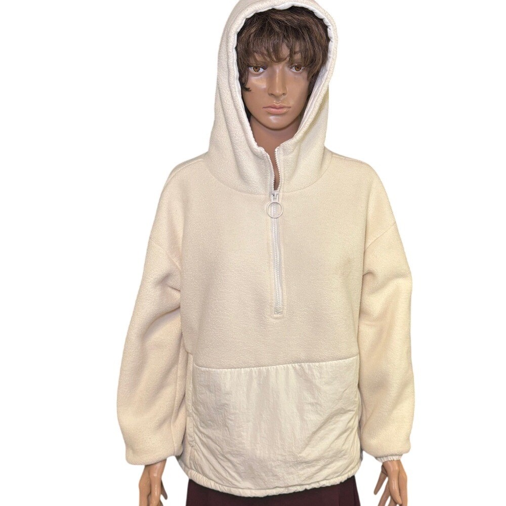 Fabletics Lotta Sherpa Cream Half-Zip Jacket Pullover Sweatshirt Size Small